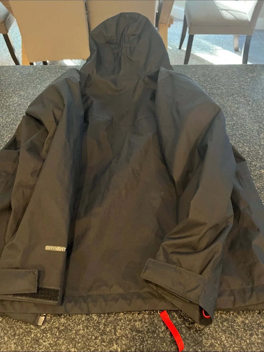 The North Face Black Kids' Hoodedu Rain Jacket with Red Accents Boys M 10/12